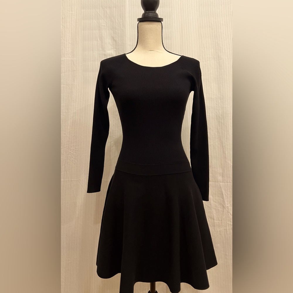 Cable knit long sleeve polo dress